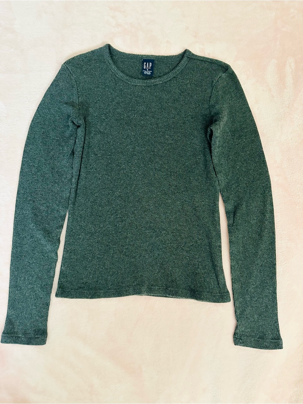 GAP Women's Dark Green Ribbed Long Sleeve Tee